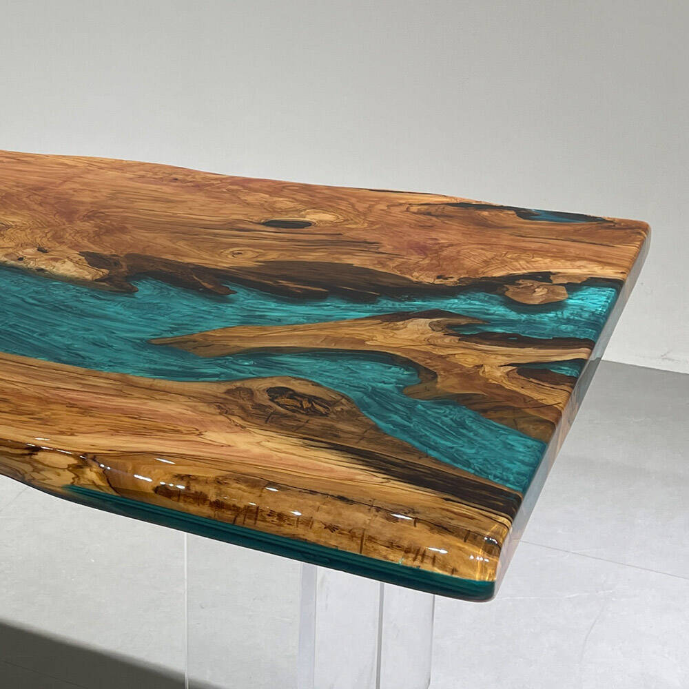 Olive Live Edge Epoxy Table 42"W×72"L