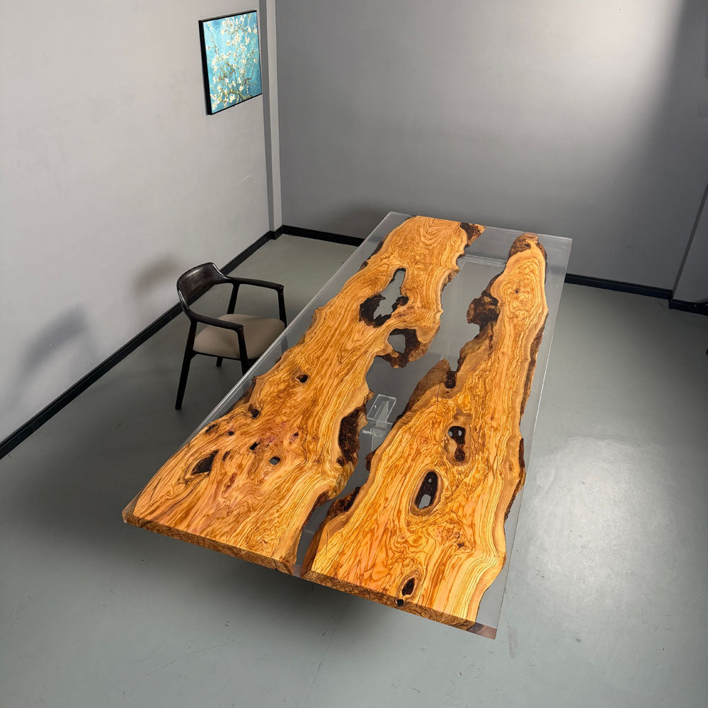 Olive Clear Epoxy Table in Chicago