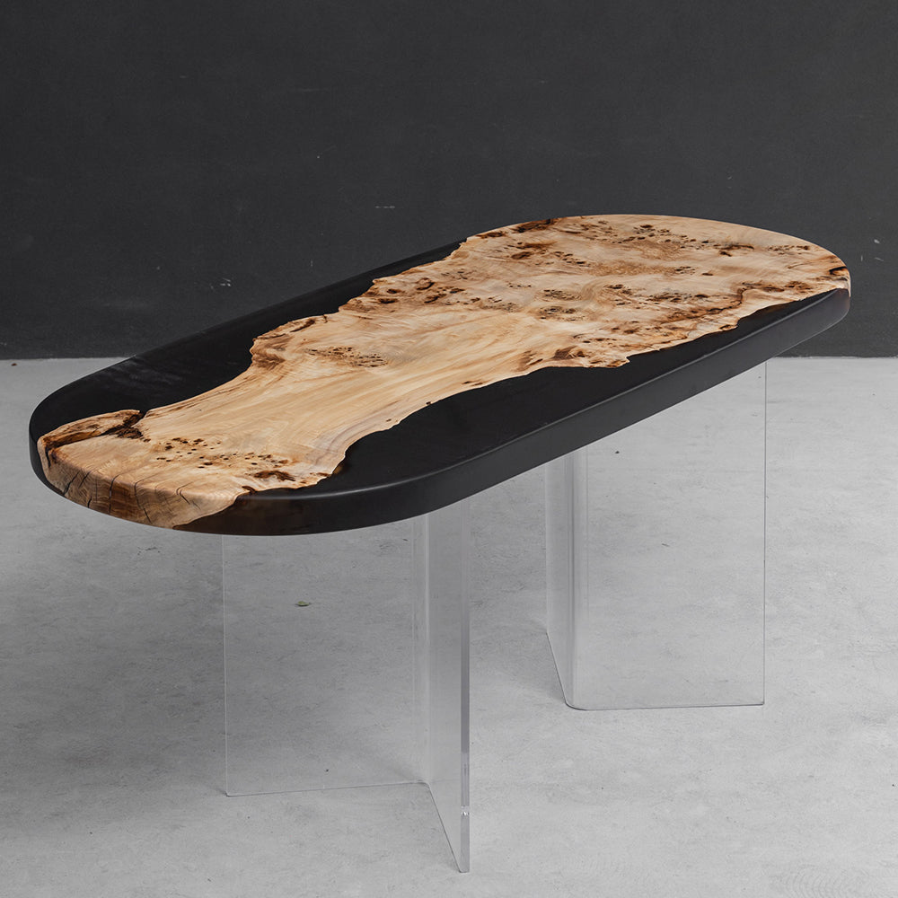 KAZANAHOME Poplar Slab Epoxy Resin Table 