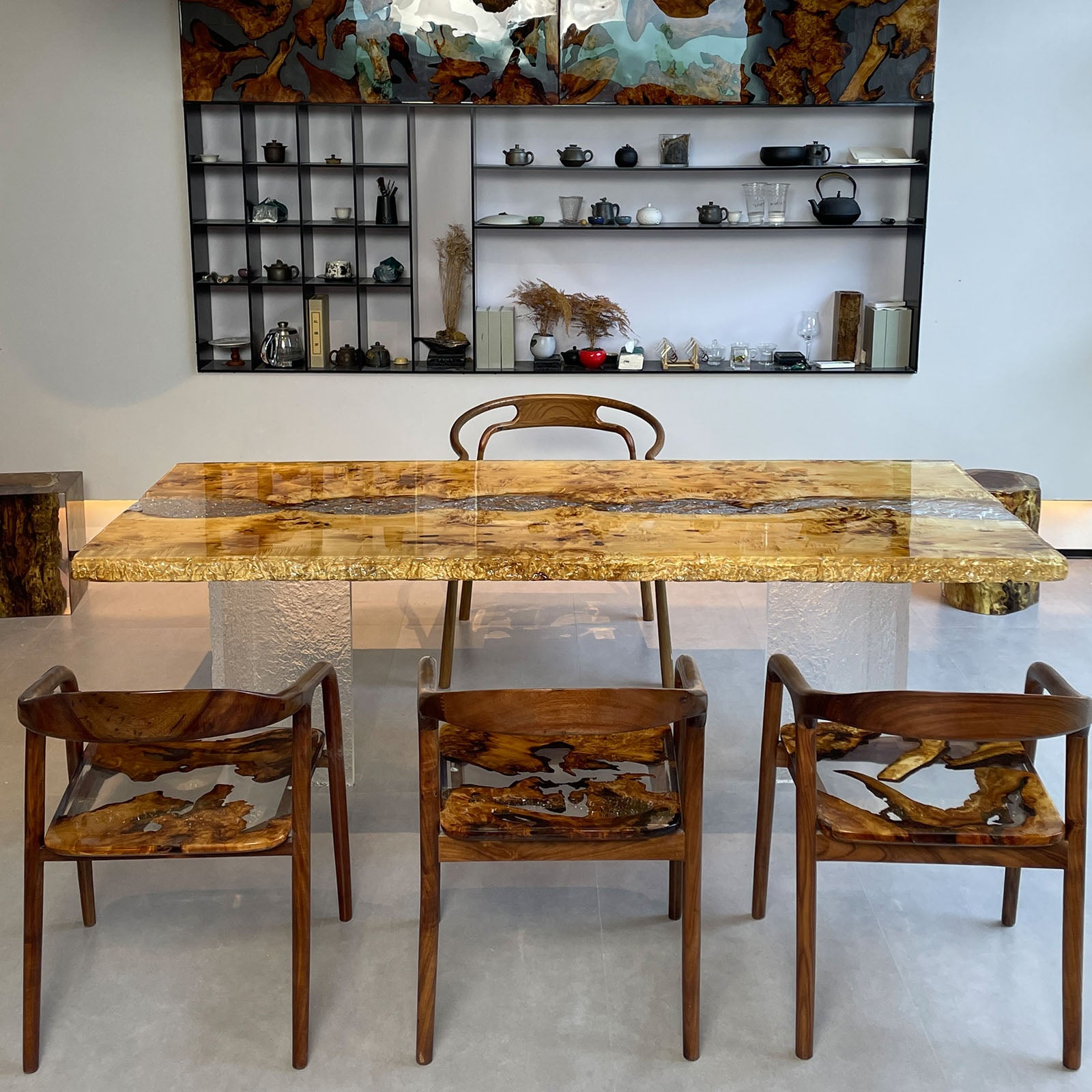 KAZANAHOME Poplar Wood Epoxy Table