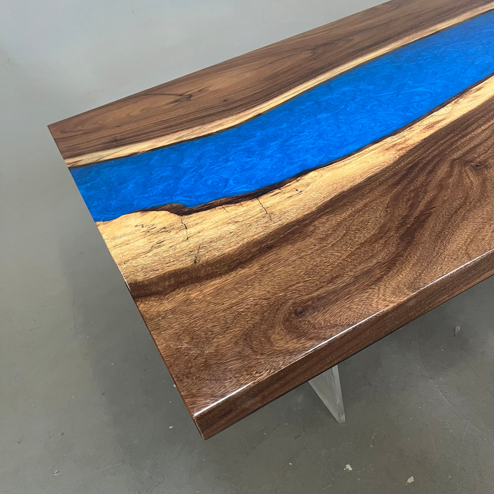 Walnut Blue River Epoxy Table 48"W×96"L