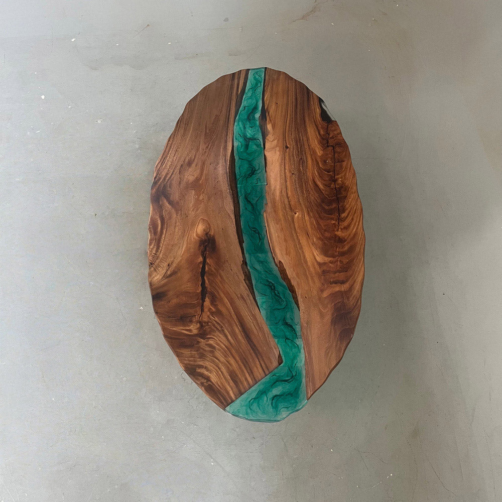 KAZANAHOME Walnut Oval Epoxy Table 42"W×72"L