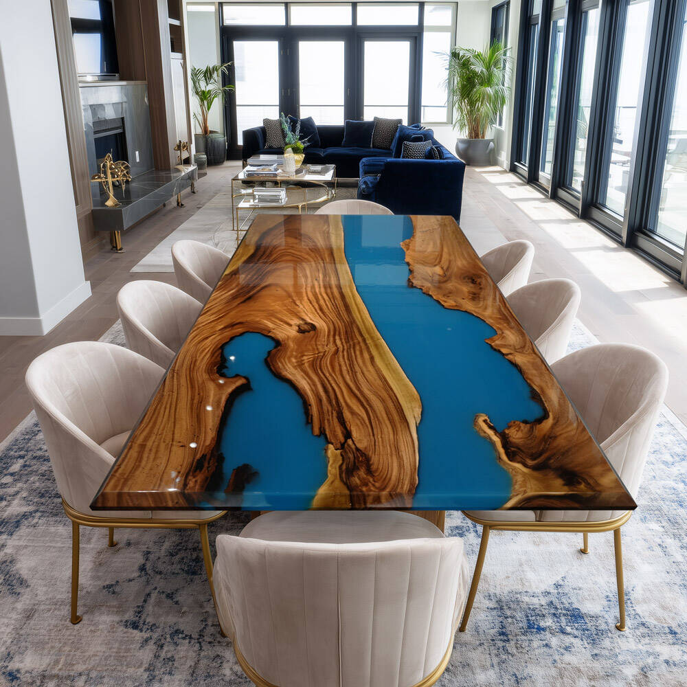Walnut Resin Dining Epoxy Table 48"W×96"L