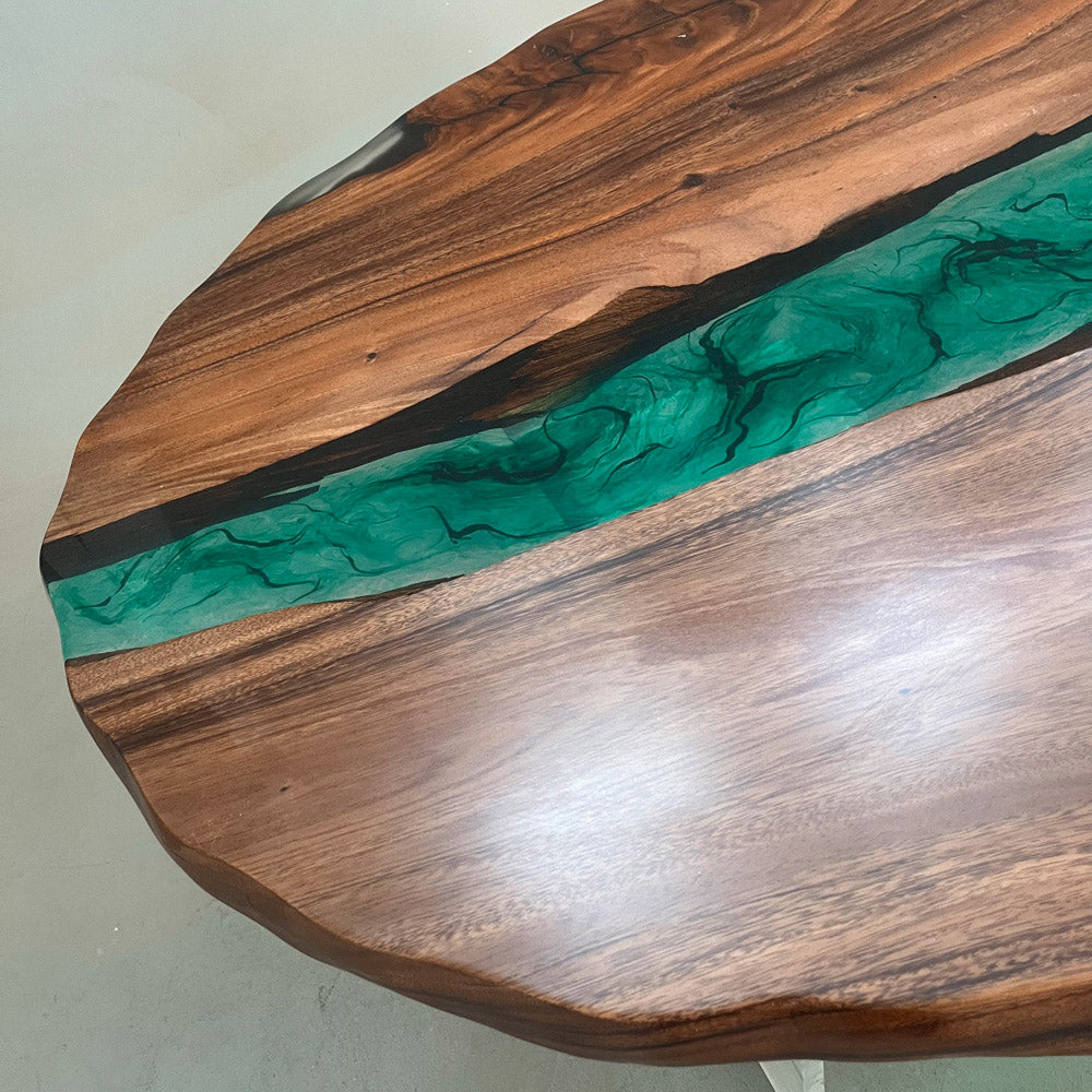 KAZANAHOME Walnut Epoxy Table 42"W×72"L
