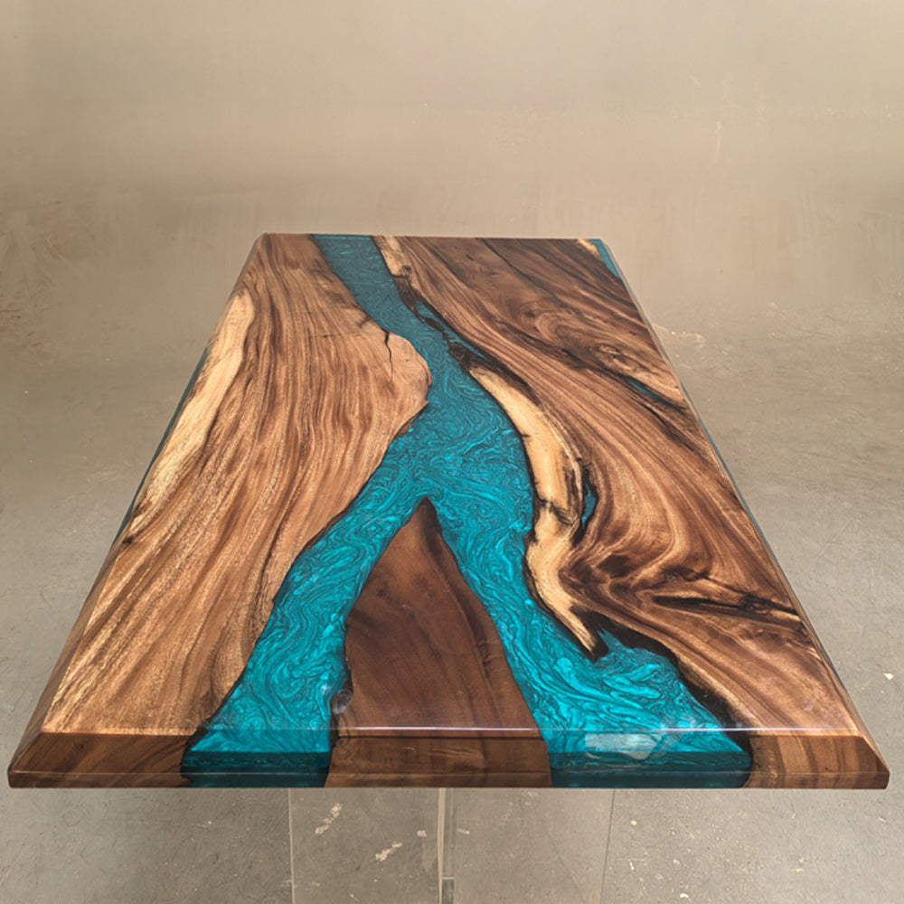 Walnut Wood River Epoxy Table 36"W×72"L in Los Angeles