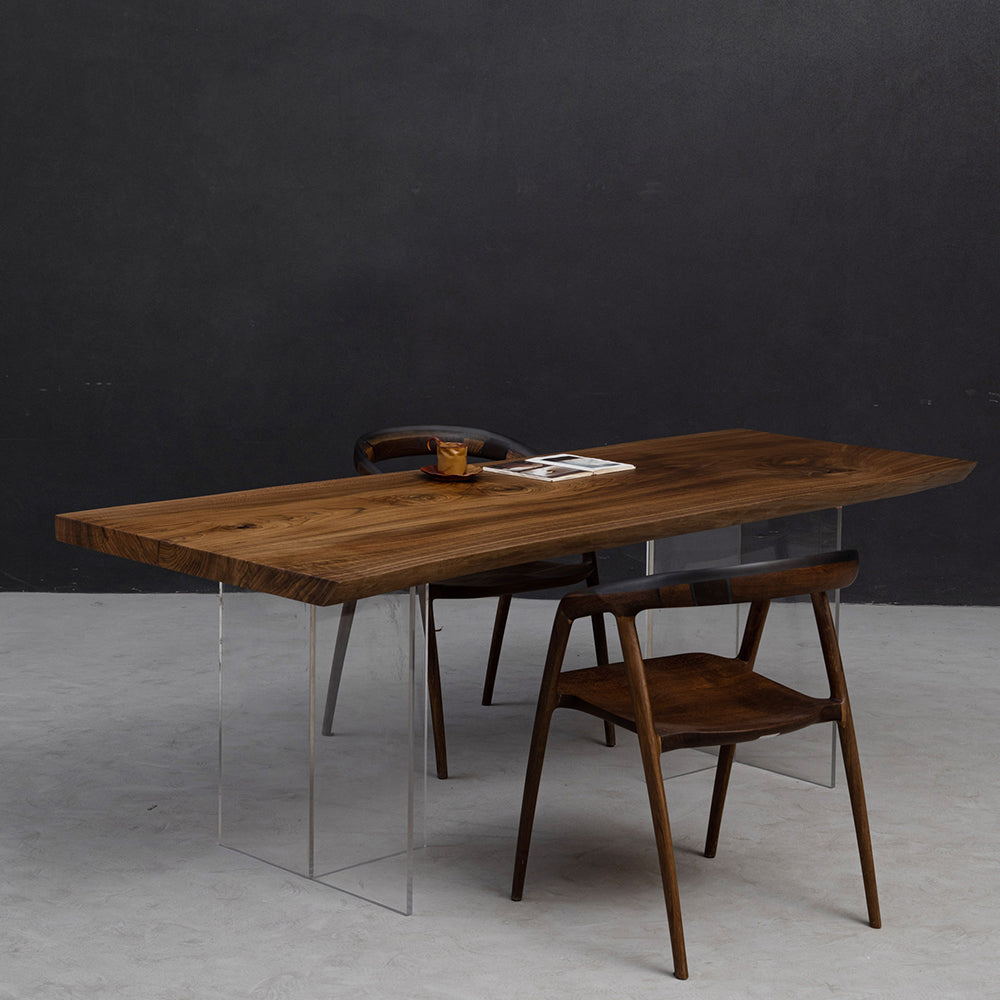 White Oak Smoked Dark Wood Solid Wood Slab Table 