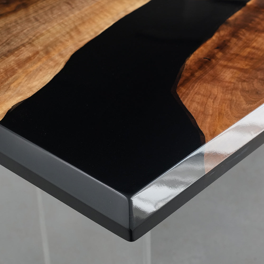 Black Walnut Wood Black Epoxy Table in San Diego