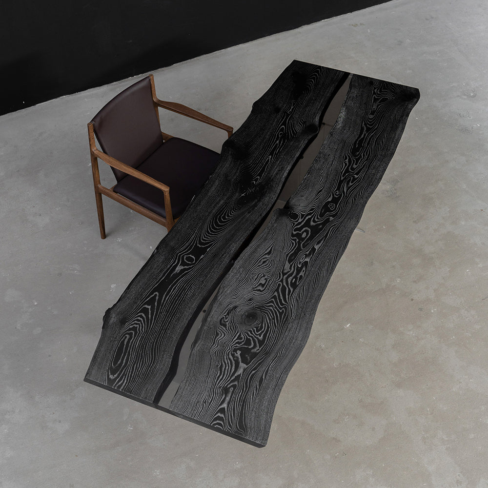 Ash Wood Carbonized Live Edge Epoxy table