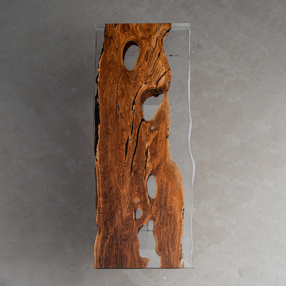 Olive Live Edge Clear Resin Epoxy Tabletop