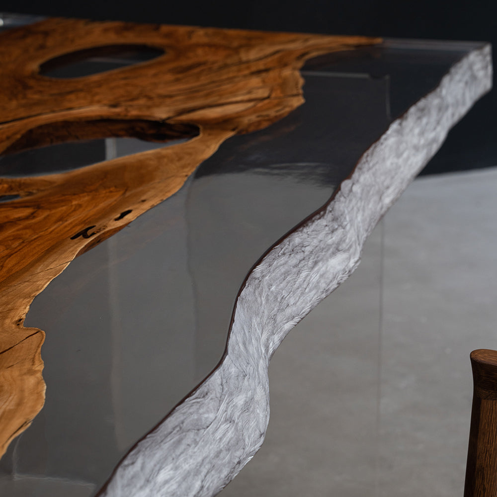 KAZANA Live Edge Clear Resin Epoxy Table