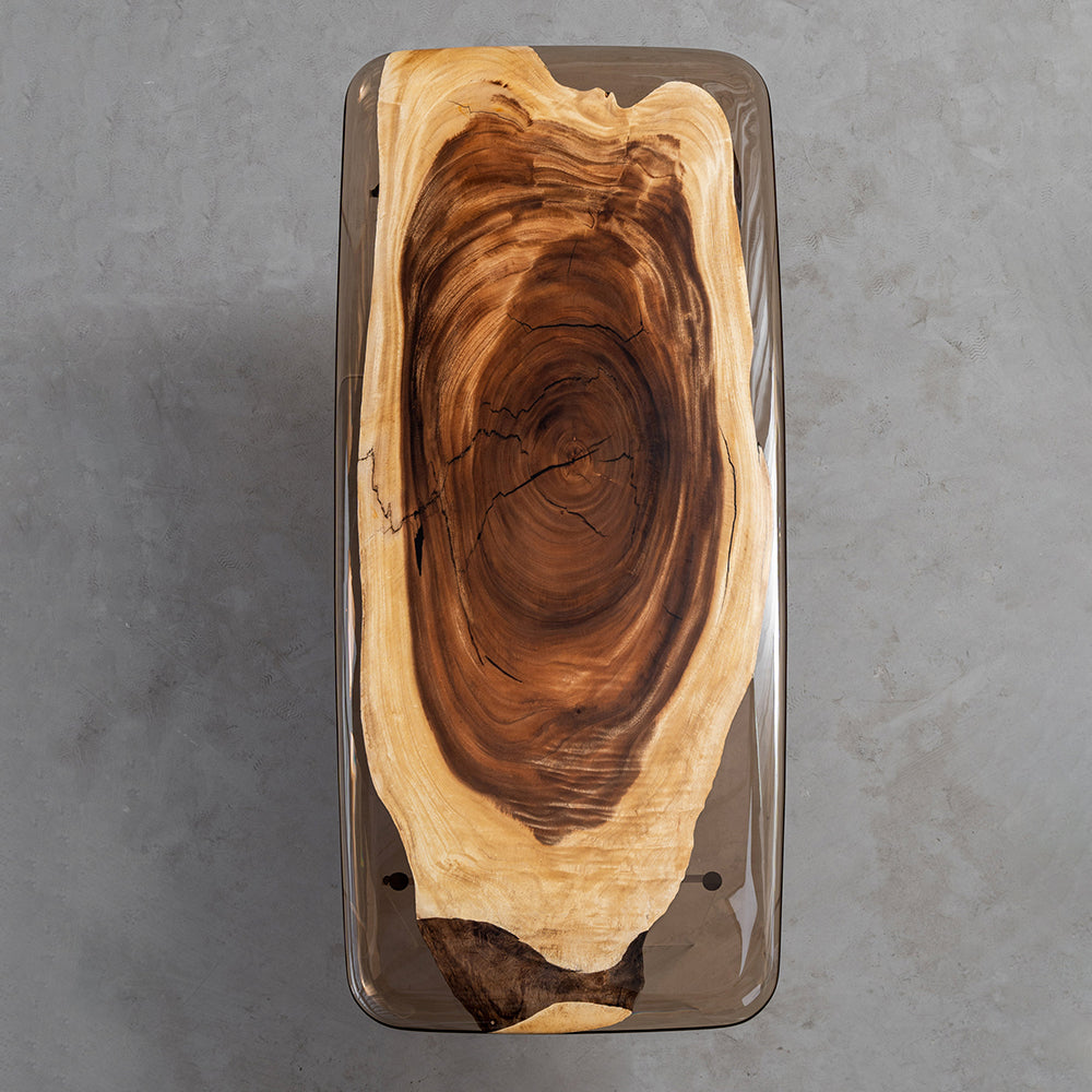 KAZANA Walnut Brown Transparent Rounded Corners Resin Table 