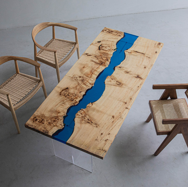 Custom Black Walnut Epoxy Table Balance $1354.9 for Jonathan