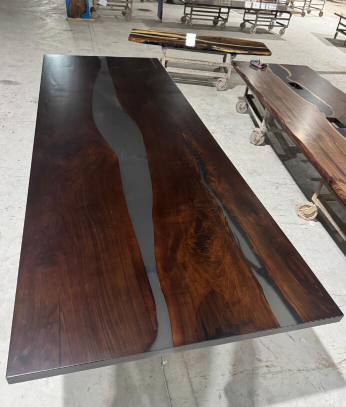 Custom Black Walnut Epoxy Table White Glove Fee Price Difference $800 for Denette