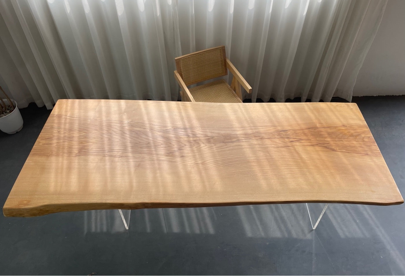 Kazana Ash Wood Slab Dining Table 