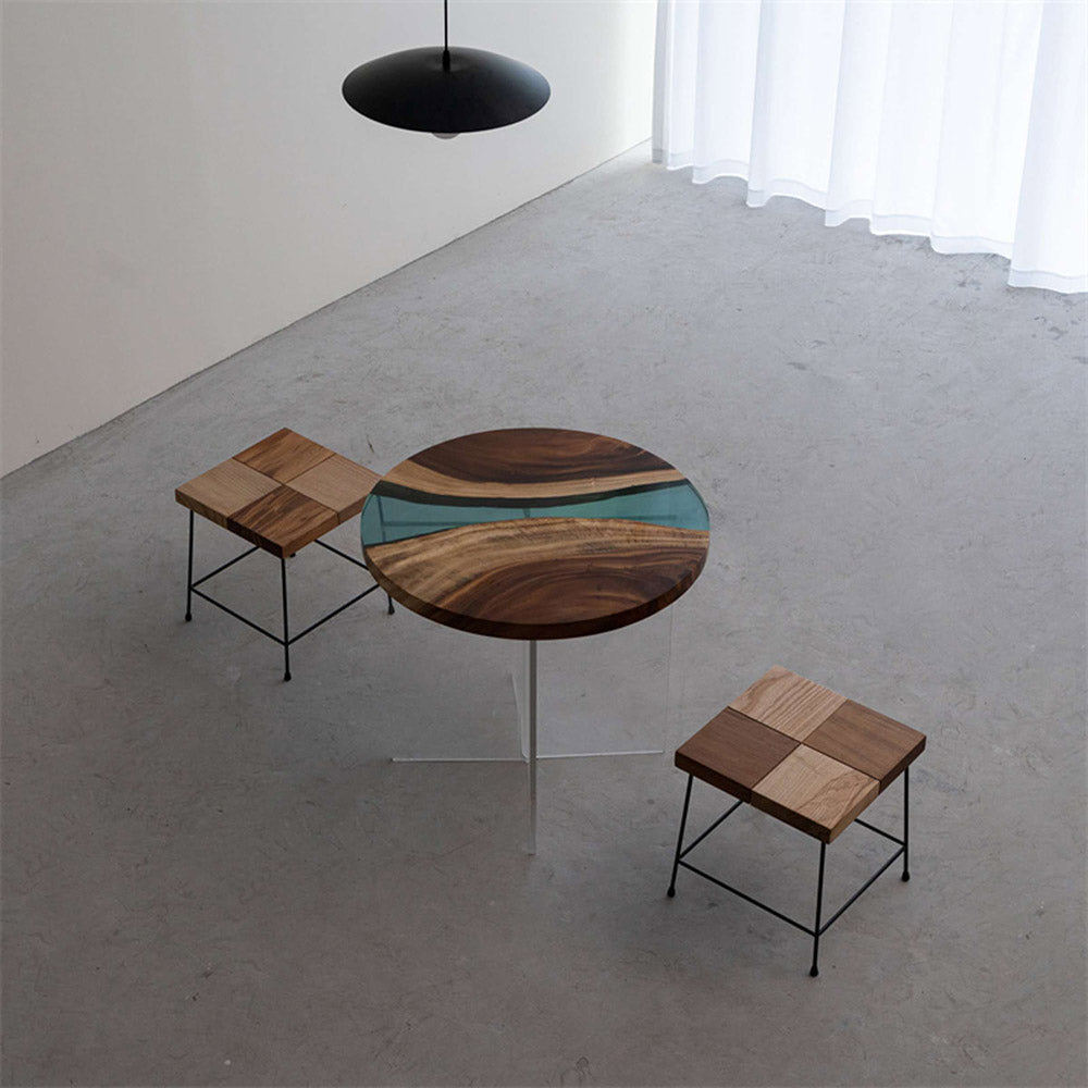 Kazana Wood Round Epoxy Coffee Table