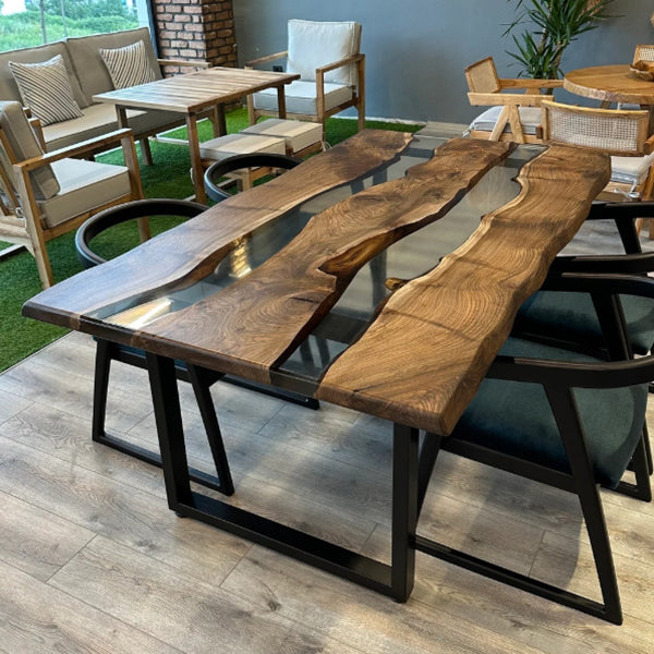 Walnut Epoxy Table Live Edge Design in Austin