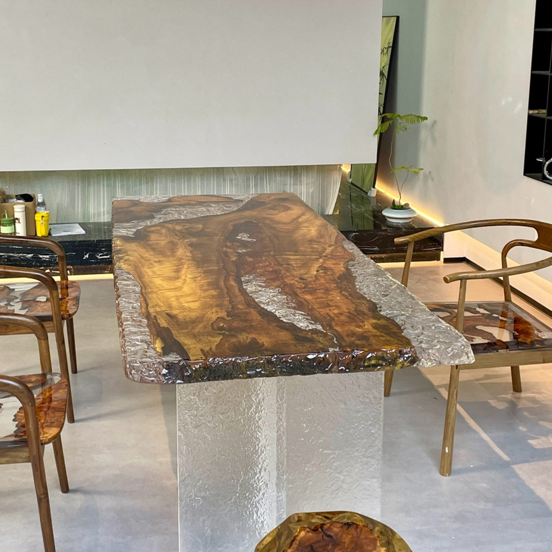Ice Crack Wood Epoxy Resin Table - Kazanahome in San Francisco