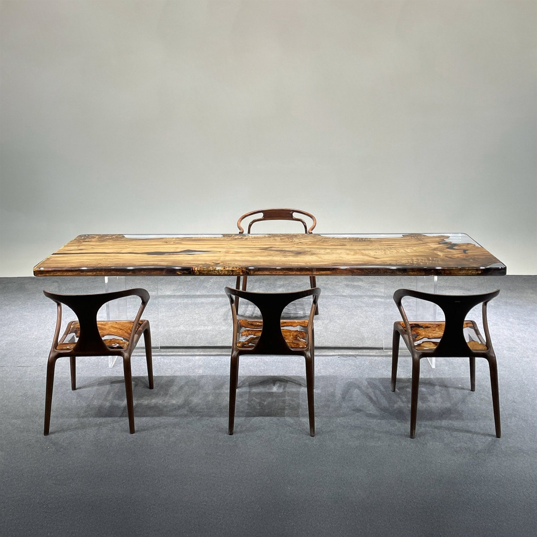 Transparent Epoxy Resin Wood Dining Table - Kazanahome