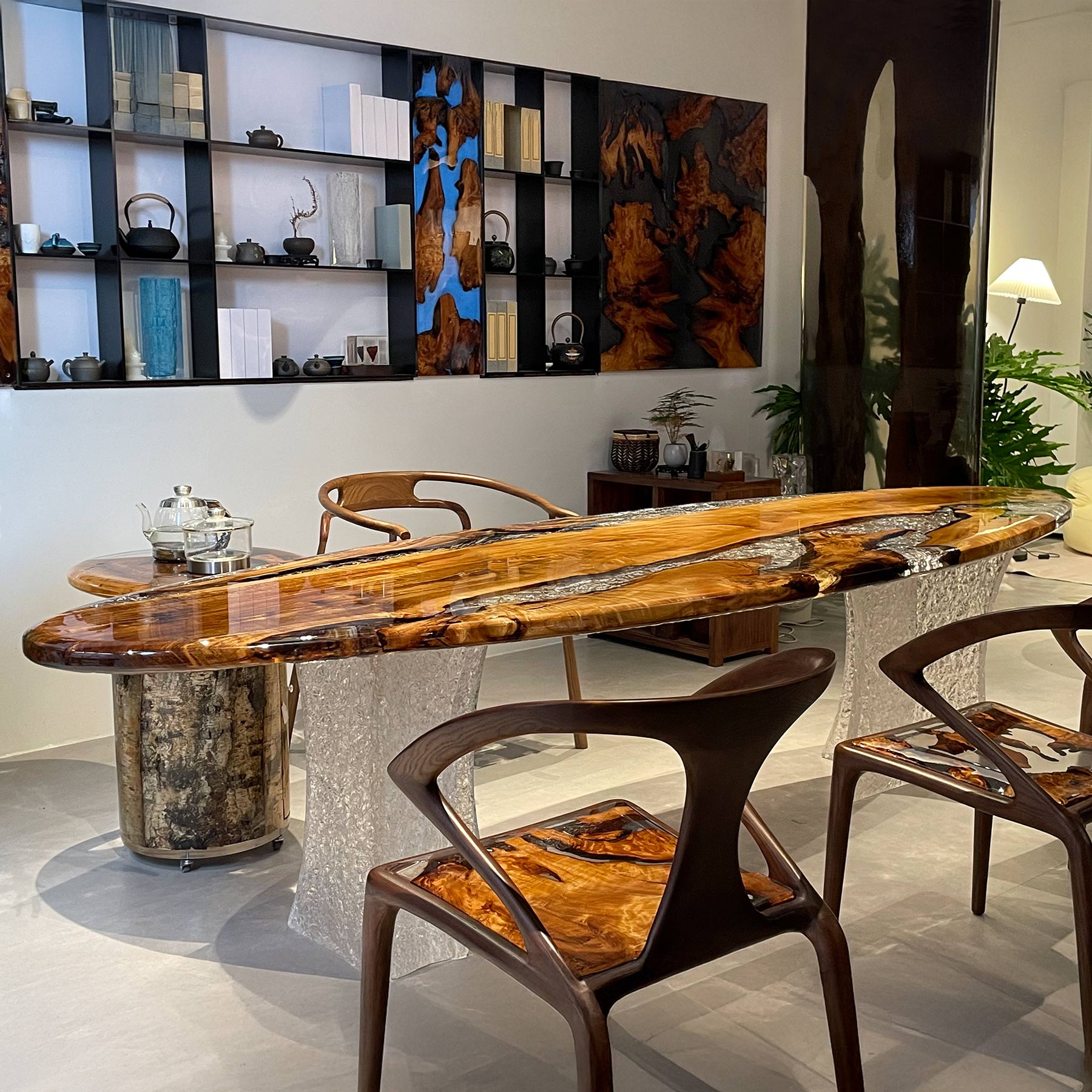 Wood Epoxy Resin Oval Table - Kazanahome
