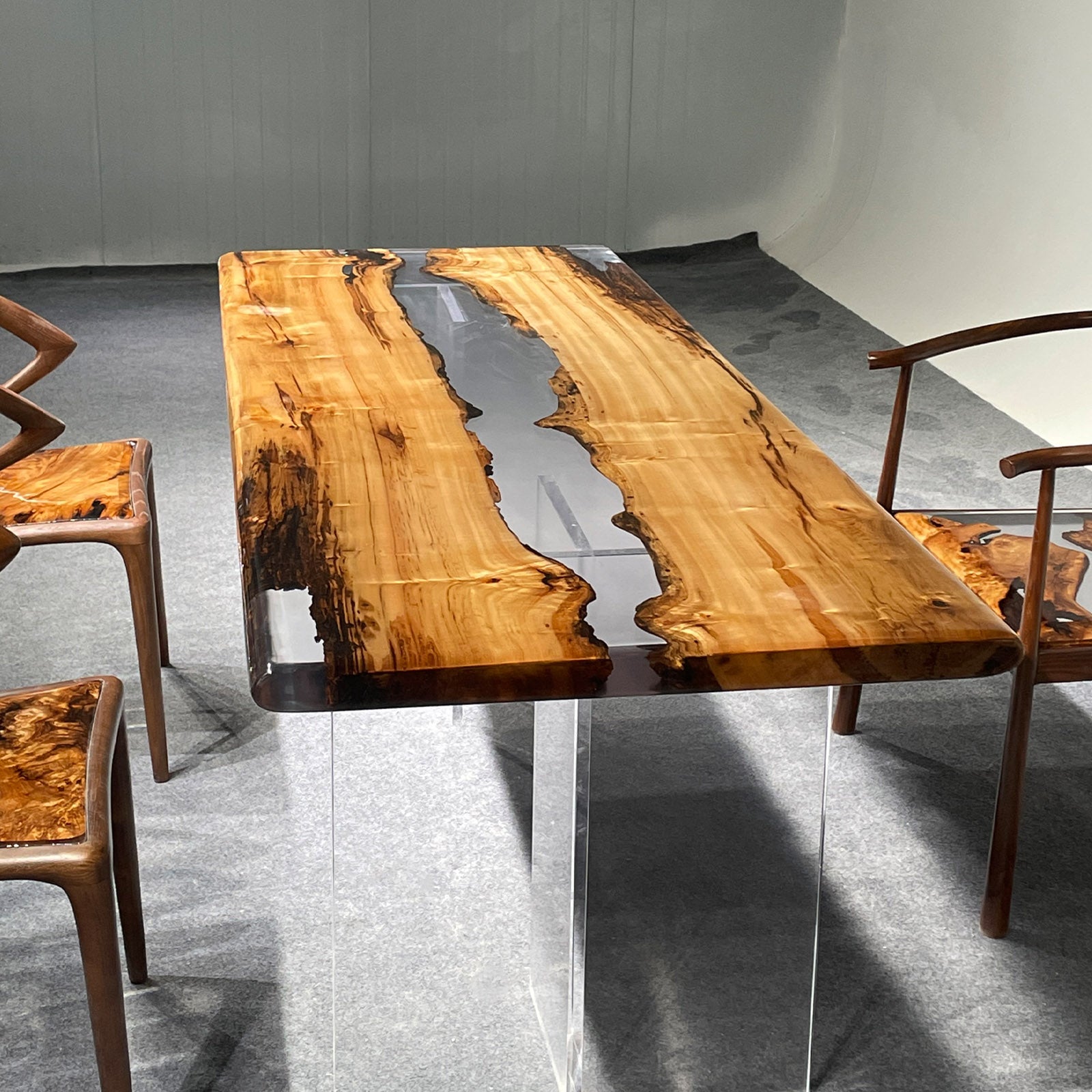 Wood Table with Epoxy Resin River - Kazanahome