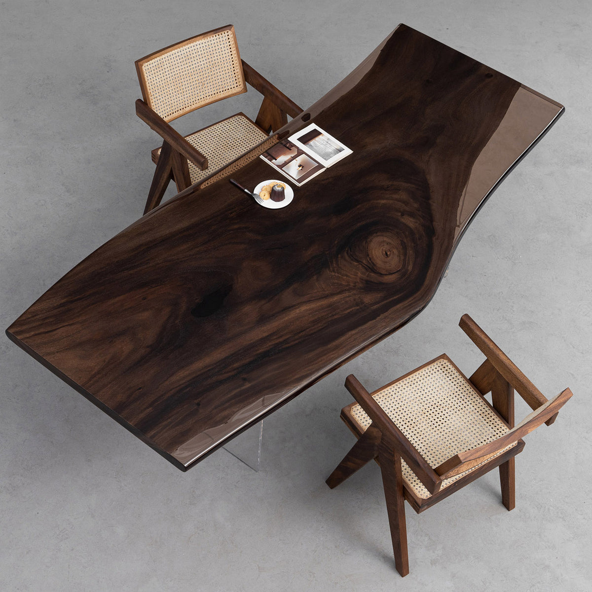 KAZANAHOME Walnut Wood Epoxy Resin Live Edge Table 38.58