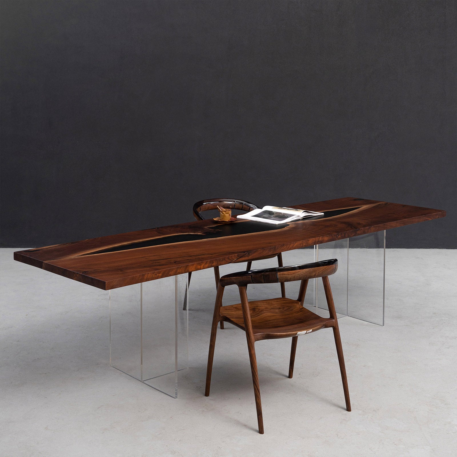 Epoxy Resin and Black Walnut Wood Table - Kazanahome