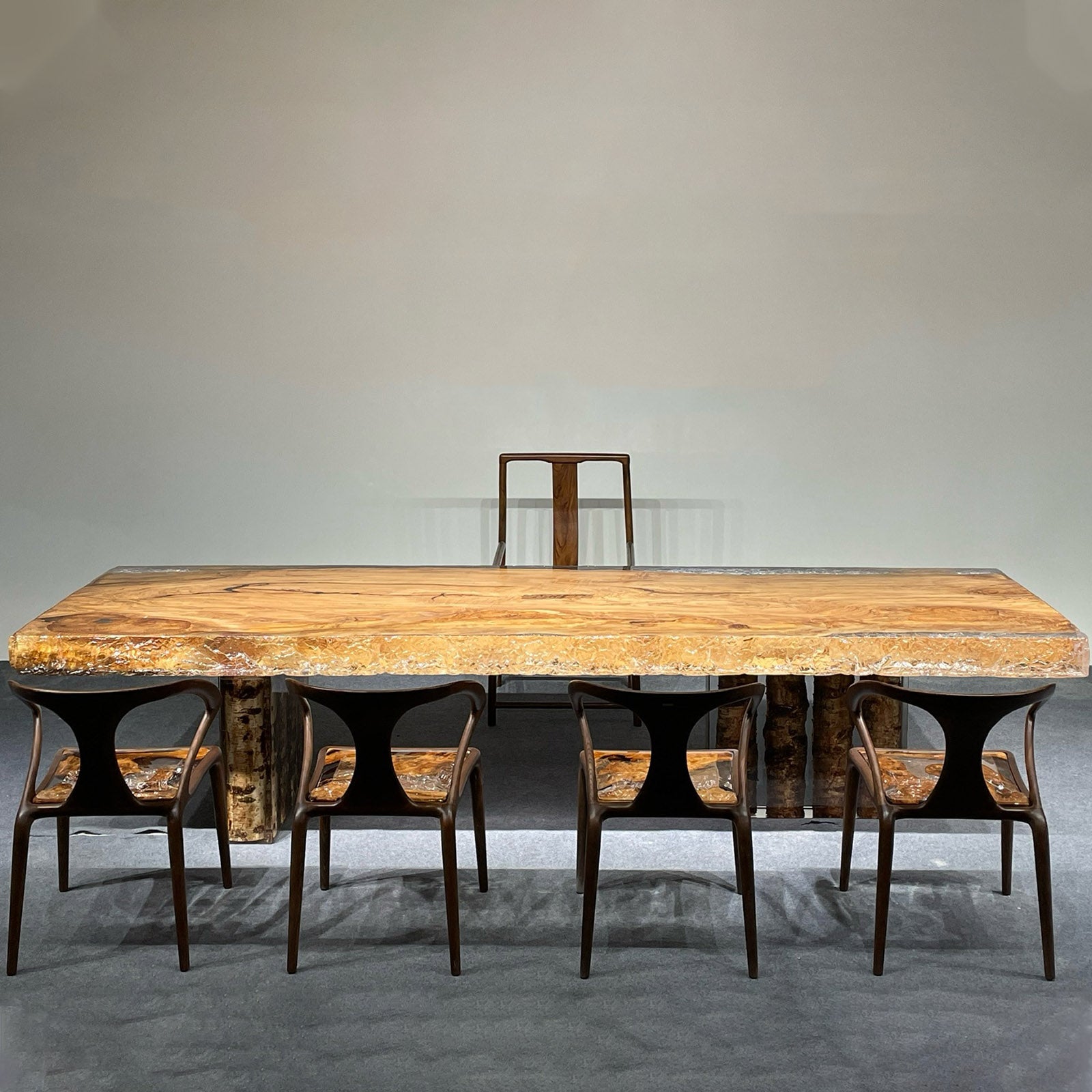 Olive Wood Table with Ice Crack Epoxy - Kazanahome