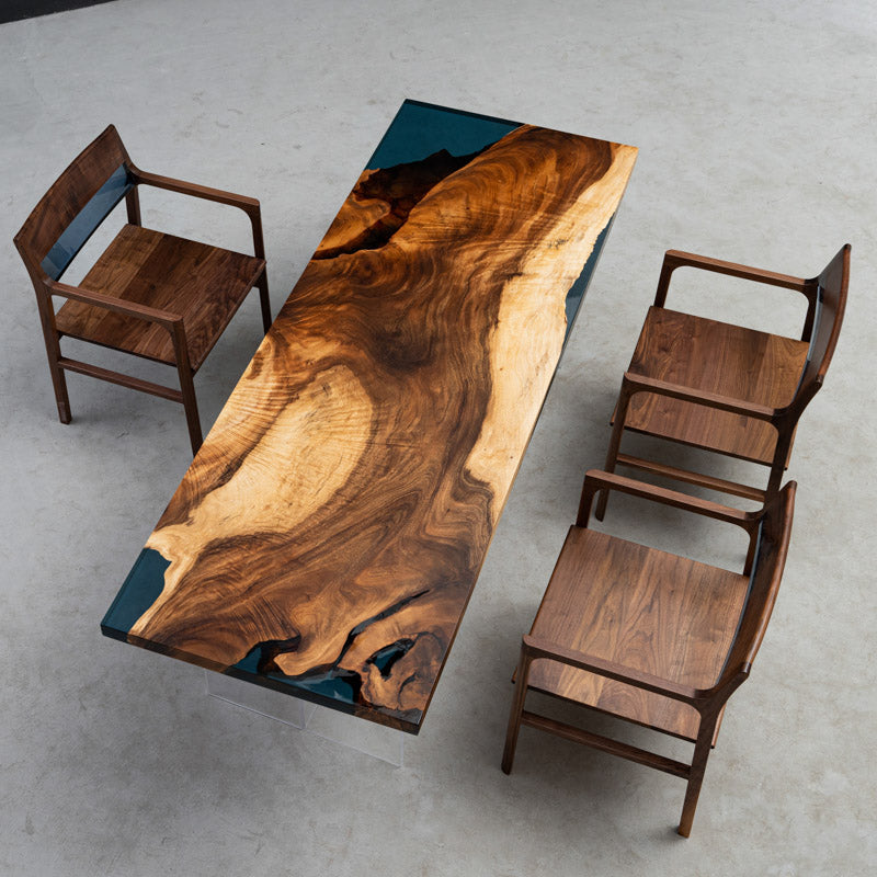 Kazanahome Walnut Brushed Epoxy Table