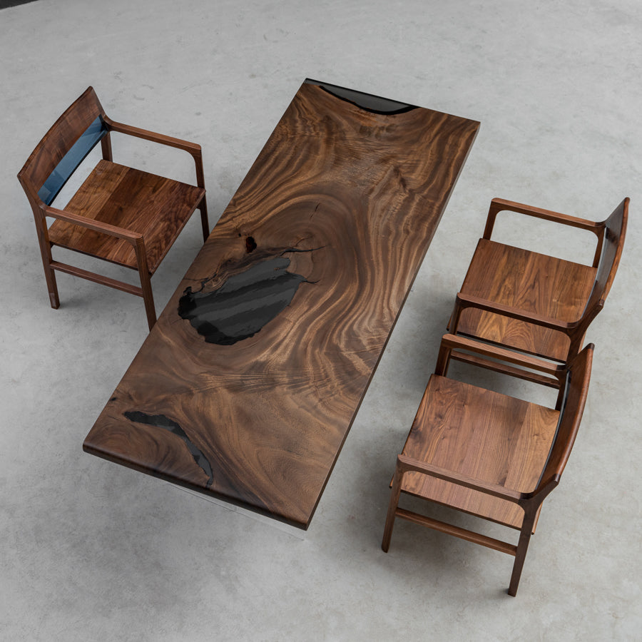 Kazanahome Walnut Epoxy Dining Table