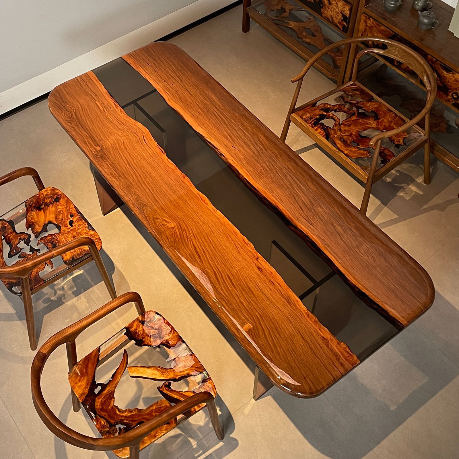 Walnut Wood Epoxy Resin Table - Kazanahome