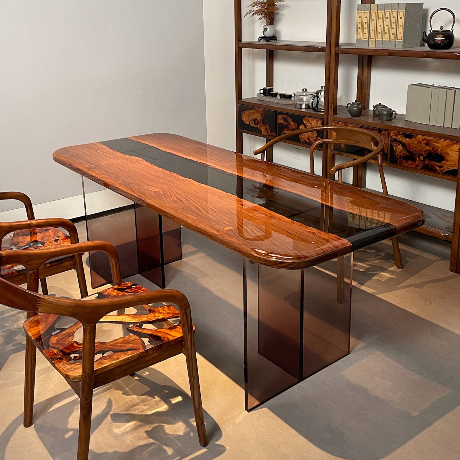 Epoxy Resin and Wood Table - Kazanahome
