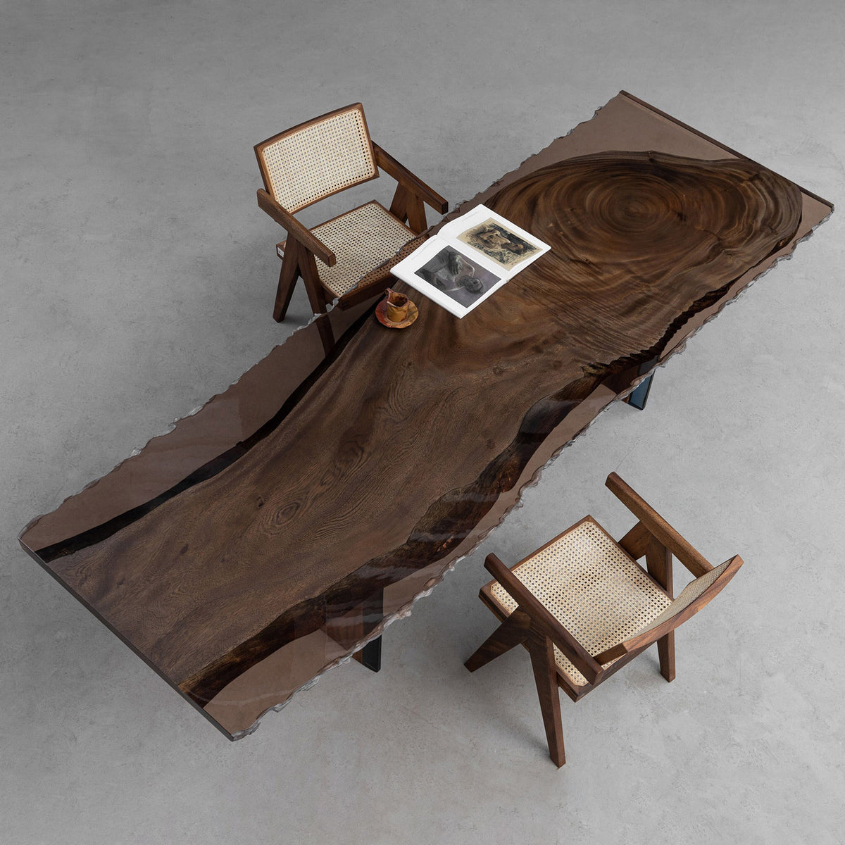 KAZANAHOME Epoxy River Walnut Wood Live Edge Table 38.58