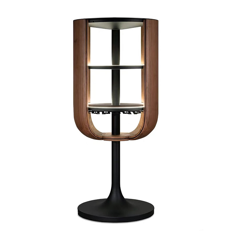 KAZANAHOME Bloom Bar Cabinet Walnut Freestanding Solid Wood Cabinet