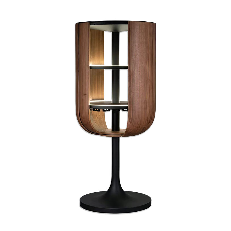 KAZANAHOME Bloom Bar Cabinet Walnut Freestanding Solid Wood Cabinet