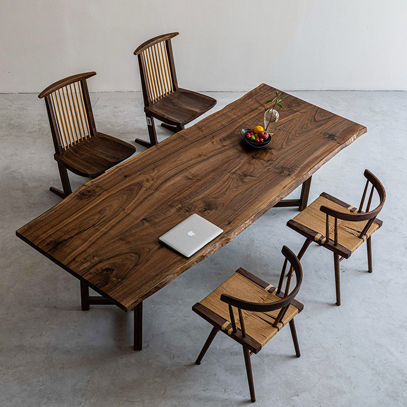 ​​Kazanahome Artisan-Crafted Live-Edge Black Walnut Dining Table 