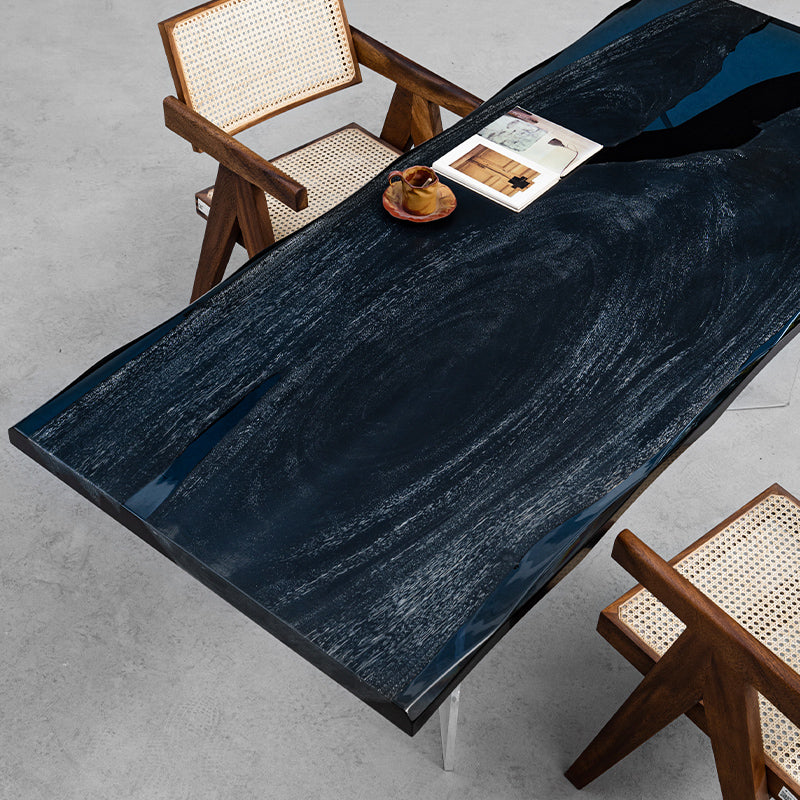 Kazanahome Carbonized Walnut Black Translucent Epoxy Table 