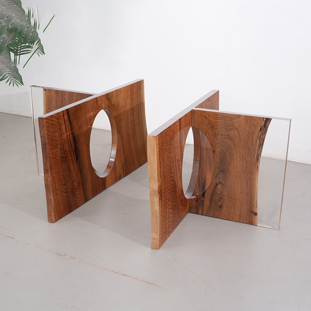 Kazanahome Wood Clear Epoxy Table Legs/Bases in Stock