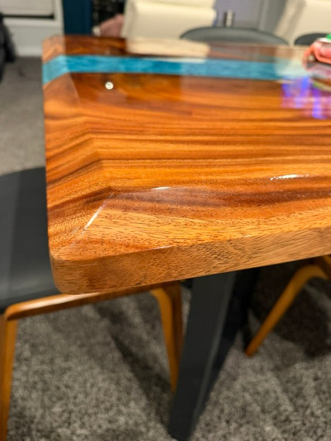Custom Walnut Peacock Blue Epoxy Table for Keith