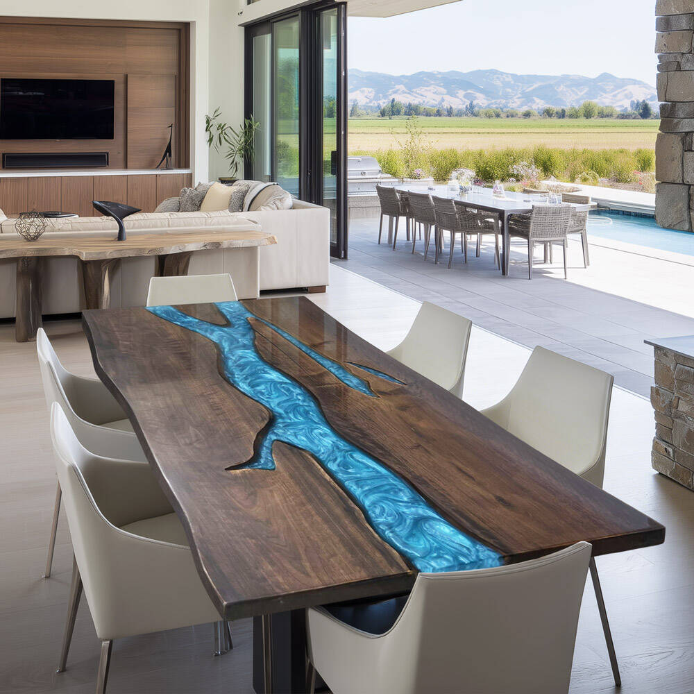 Black Walnut Wood Resin Epoxy Table