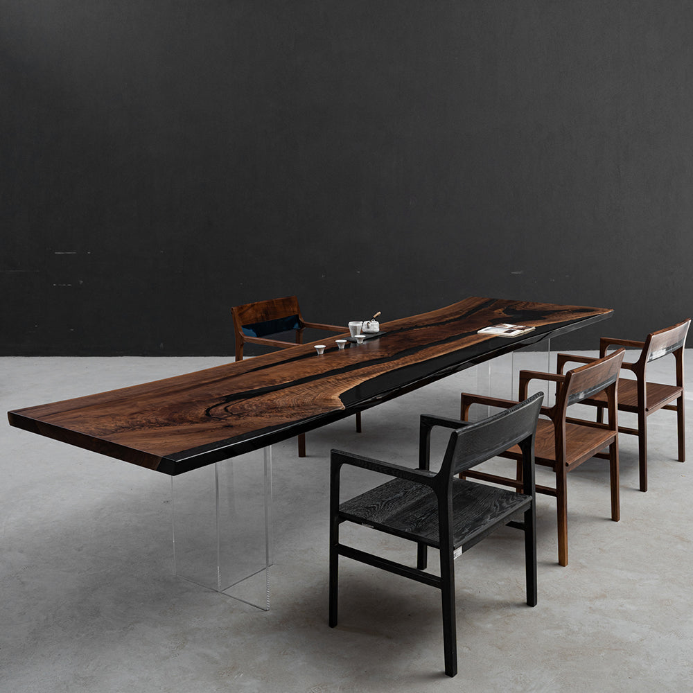 Black Walnut Wood Resin Table