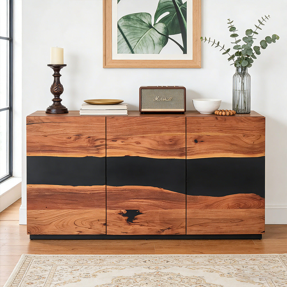 Luxury Black Walnut & Resin Credenza – Sophisticated Bedroom Storage for Upscale American Master Suites in Washington, D.C.