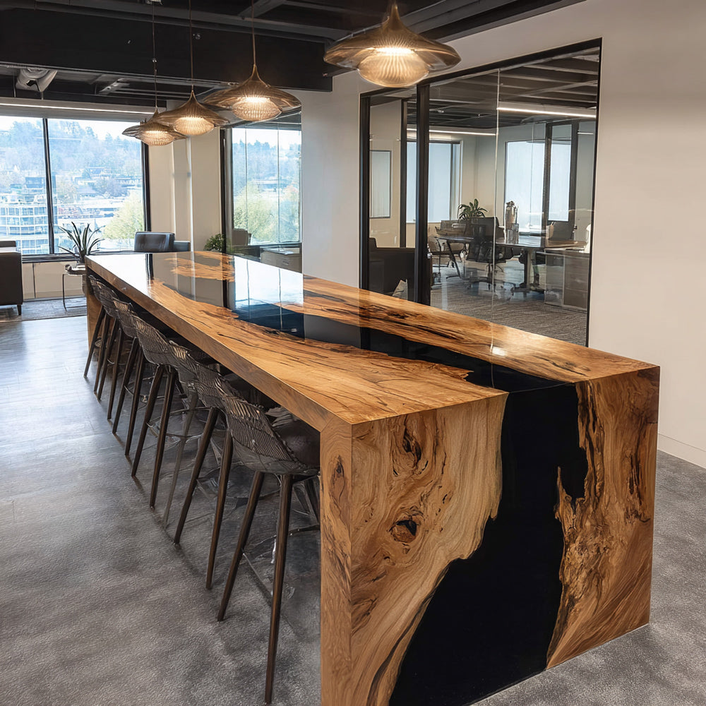 Minimalist Black Walnut Waterfall Table in Los Angeles
