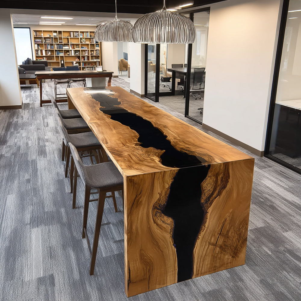  Black Walnut Resin Epoxy Waterfall Table in Los Angeles