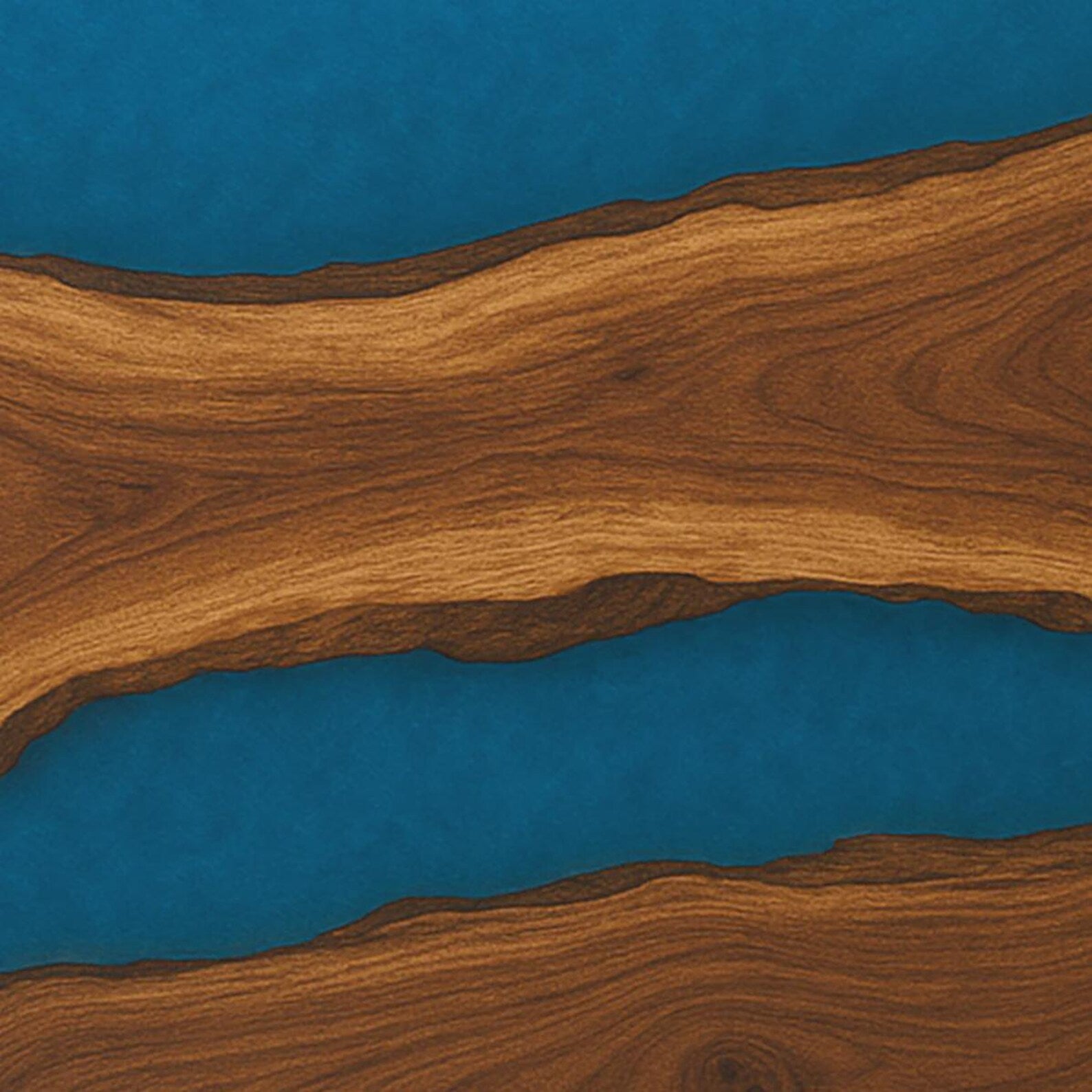 Walnut & Blue Epoxy Headboard – Centerpiece for New York Style Lofts in Los Angeles