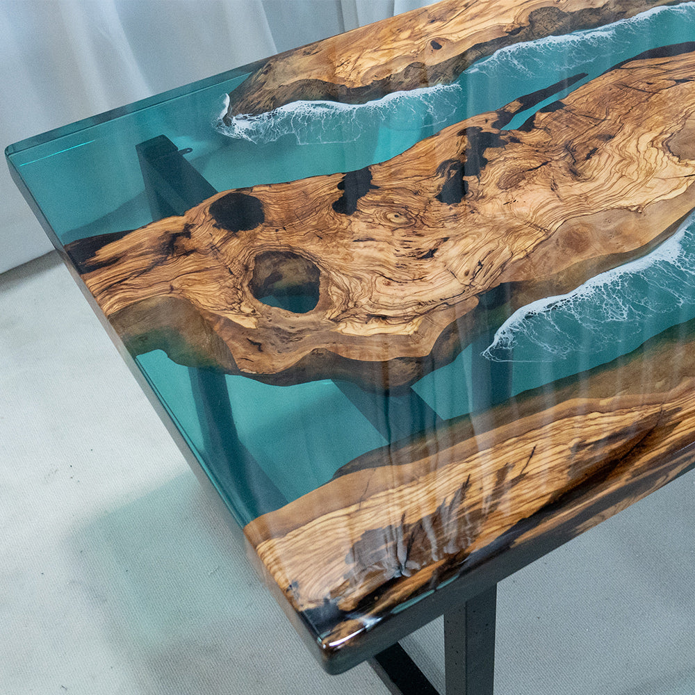 Olive Epoxy Table Dining Kitchen Kazanahome