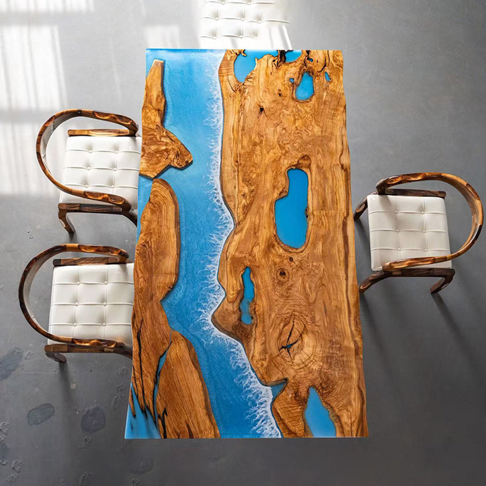 KAZANAHOME Blue Wave River Resin Epoxy Table