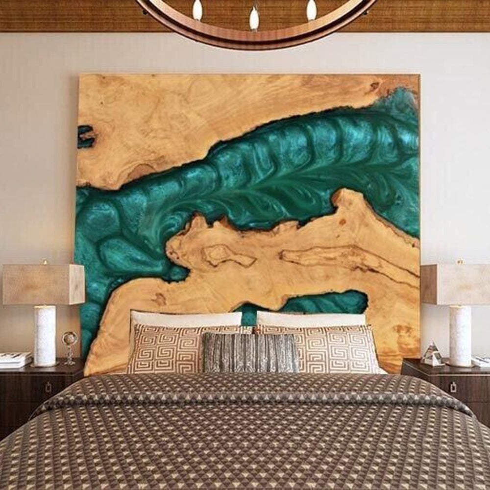 Olive Forest Green Resin River Headboard in New York 