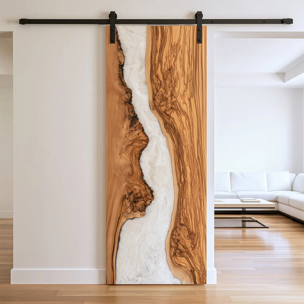 Olive Pearl White Epoxy Resin Sliding Barn Door | EBD16 | Chicago Project