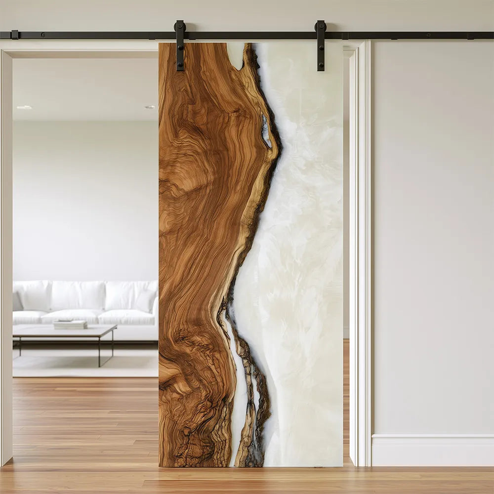 Olive Pearl White Epoxy Resin Sliding Barn Door | EBD16 | Chicago Project