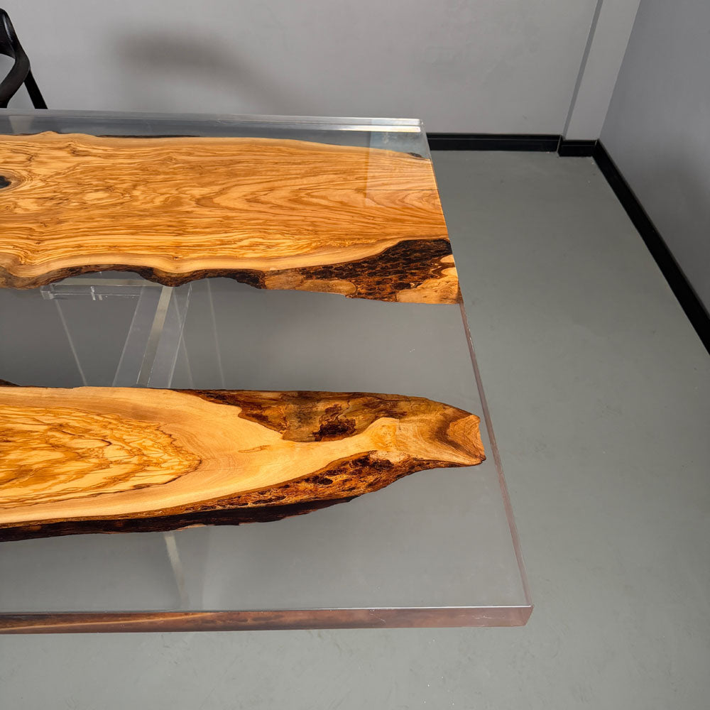 最終値下　ki-no Olive Table Olive Wood Clear Epoxy Table Kazanahome in Chicago